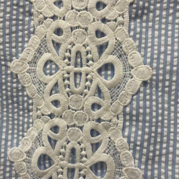 Pappagallo Seersucker Lace‎ Front Shift Dress - Size 16 - NWT - Picture 6 of 10